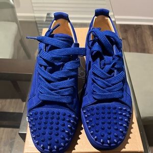 Royal blue suede Christian louboutin junior with spikes